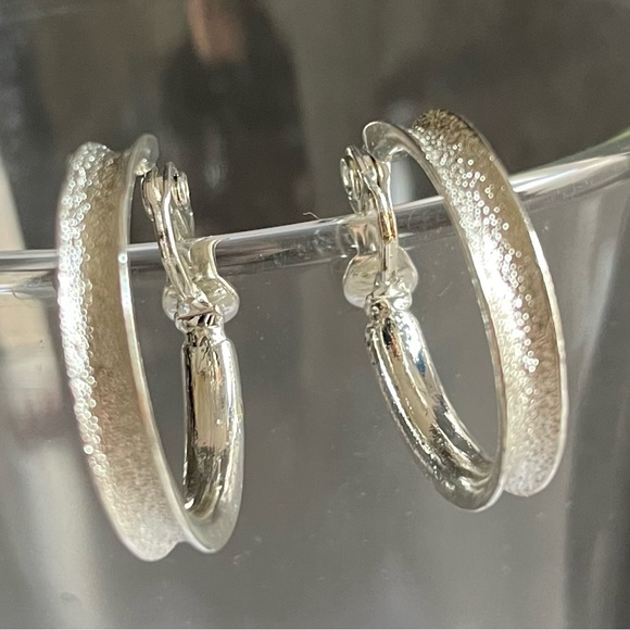 TJG Silver Toned Hoop Clip On Earrings - Picture 2 of 6